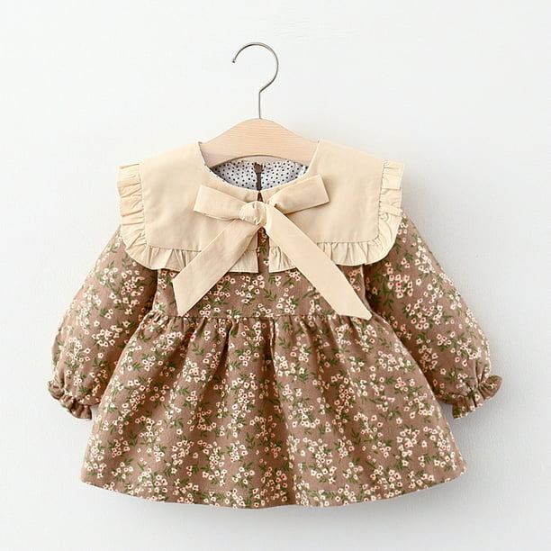 Details about   Cute Multi-Color Long Sleeve Peter Pan Collar Floral Polyester Dress 3T 